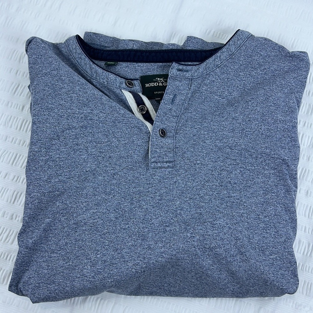 Rodd & Gunn Long Sleeve Sports Fit Henley Size Large Blue